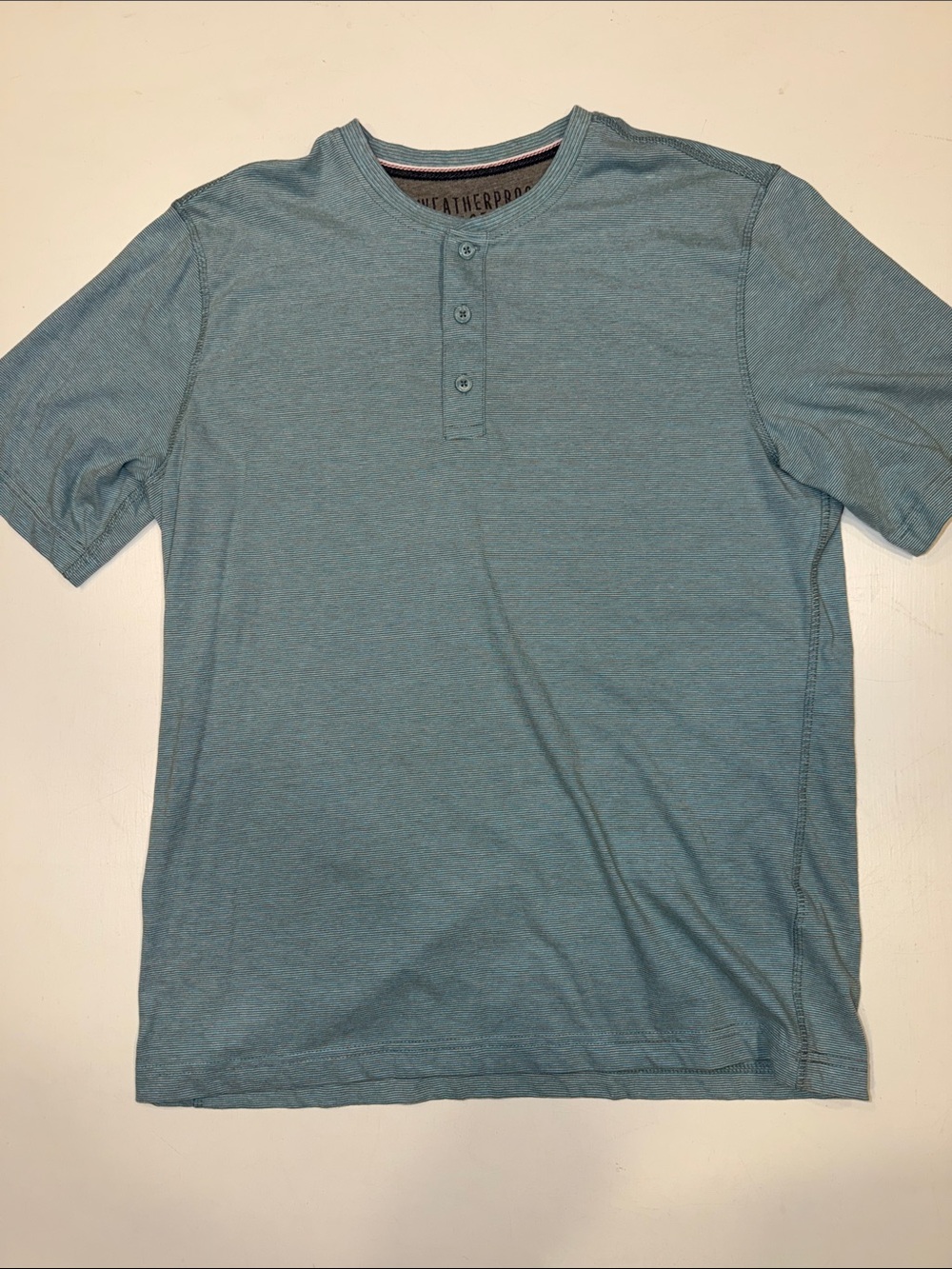 Weatherproof Men’s Short-Sleeve Henley Tee in Heather Teal